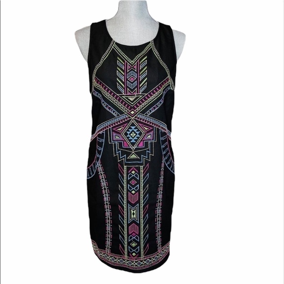 Flying Tomato Dresses & Skirts - FLYING Tomato Black Multicolor Aztec Print Dress M